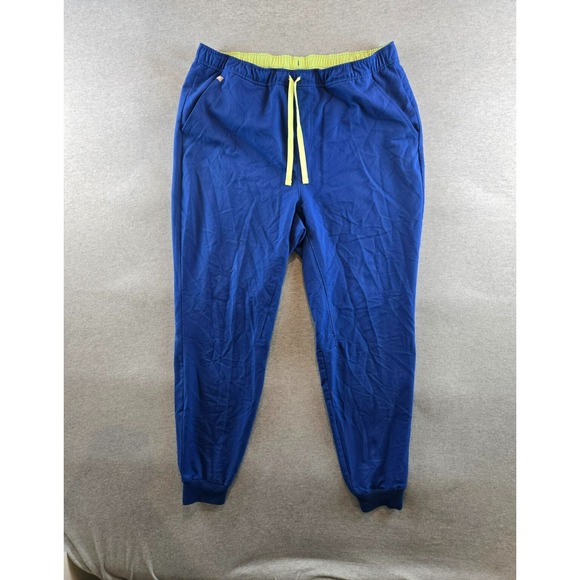 Fig Mens XL Tansen Jogger Scrub Pants Special Edition Skeleton Hand Blue/Yellow‎ - Picture 1 of 12